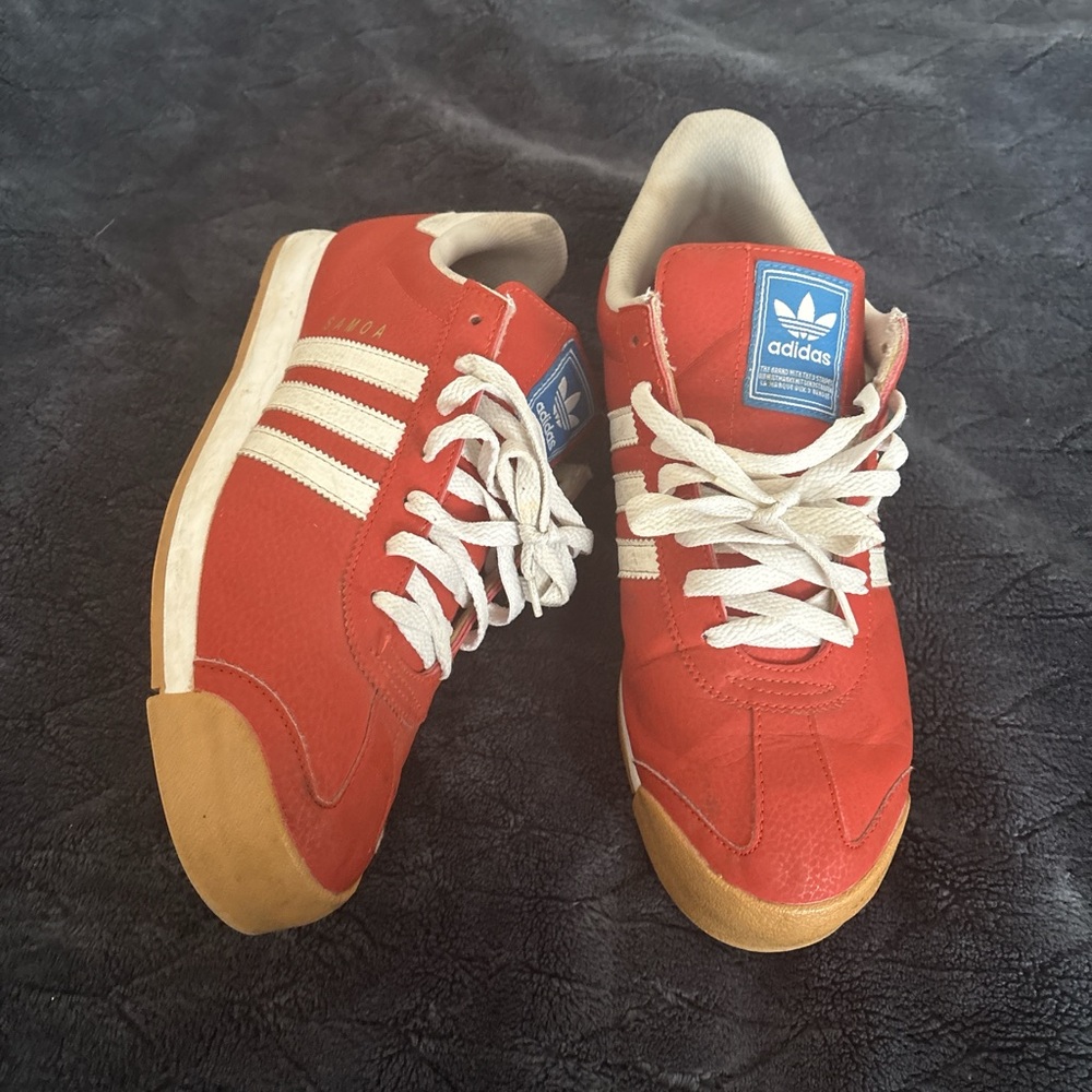 Adidas Men's Red and White Sneakers